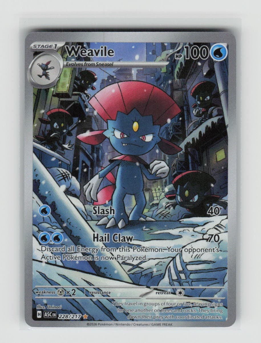 Weavile Pokémon — English Ascended Heroes 228/217 IR Holo NM