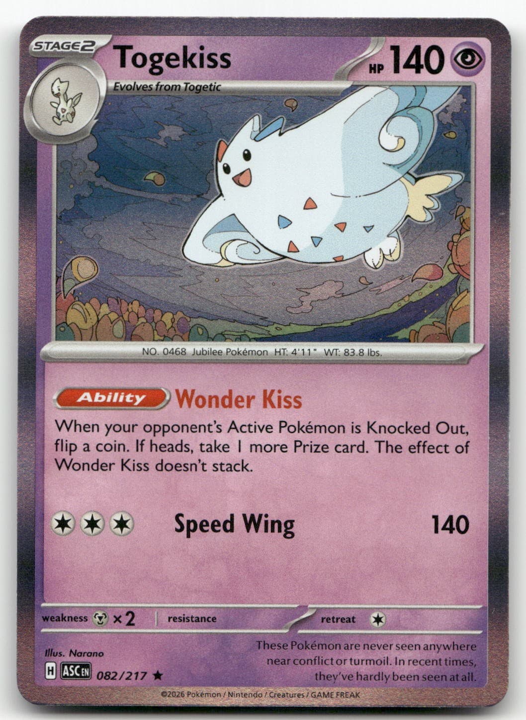 Togekiss - 082/217 #82/217 (Holo) (NM) ME: Ascended Heroes ASC Pokemon