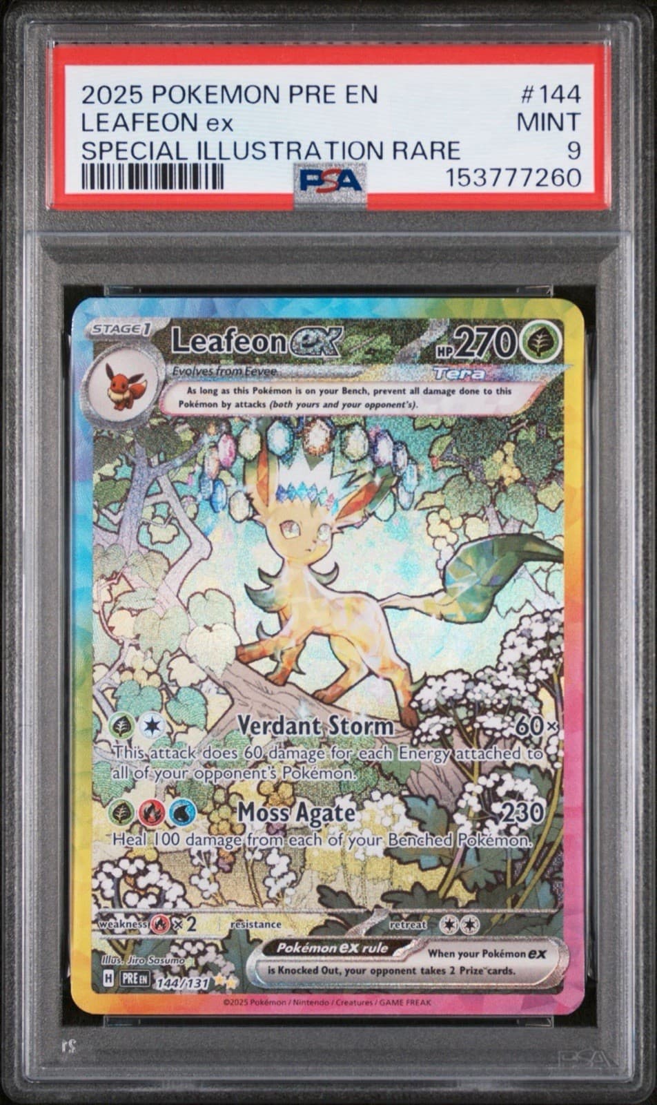 PSA 9 MINT Leafeon ex 144/131 Sv: Prismatic Evolutions Holo