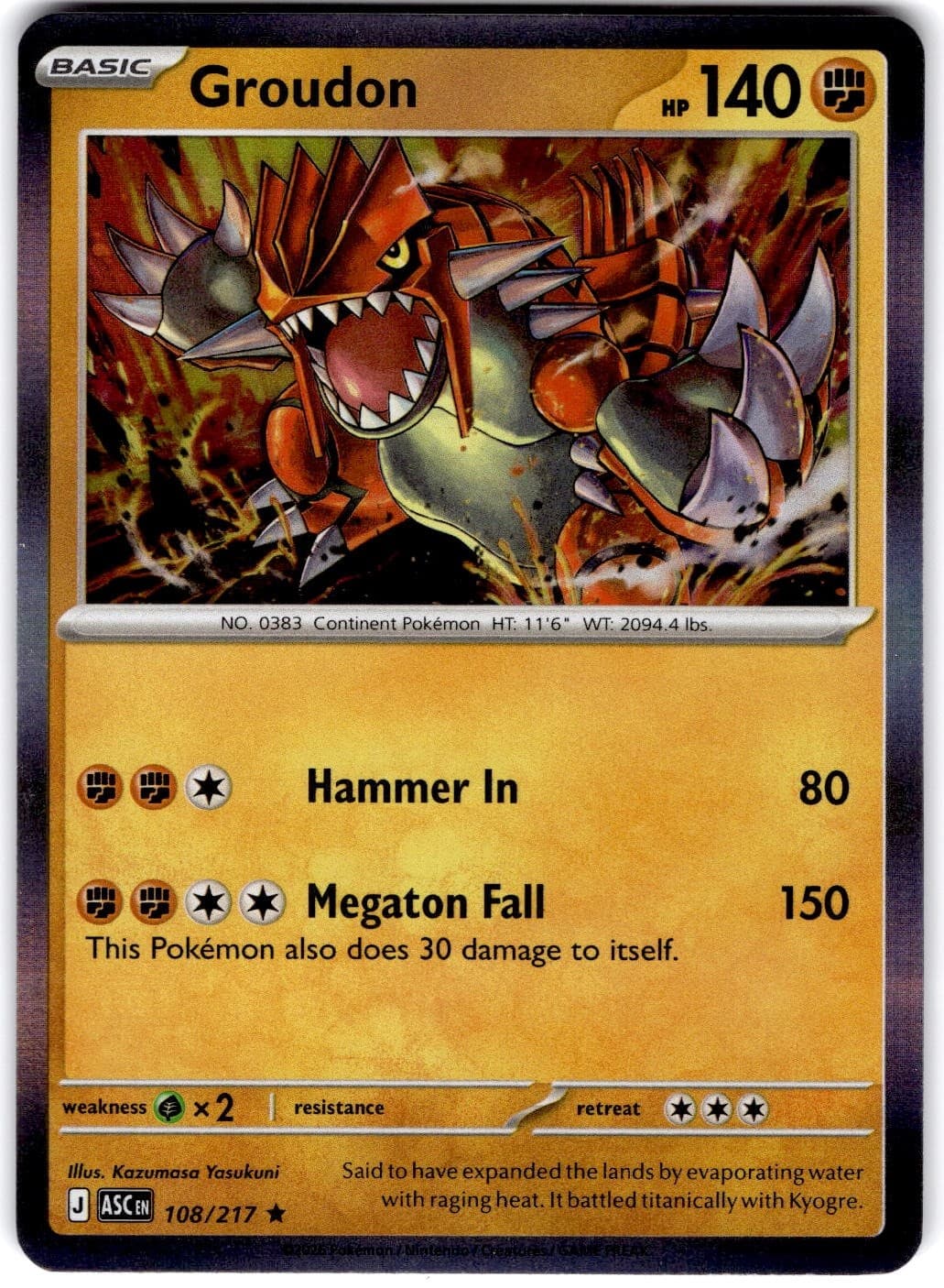 Pokemon Groudon Ascended Heroes 108/217 Normal Holo Near Mint English