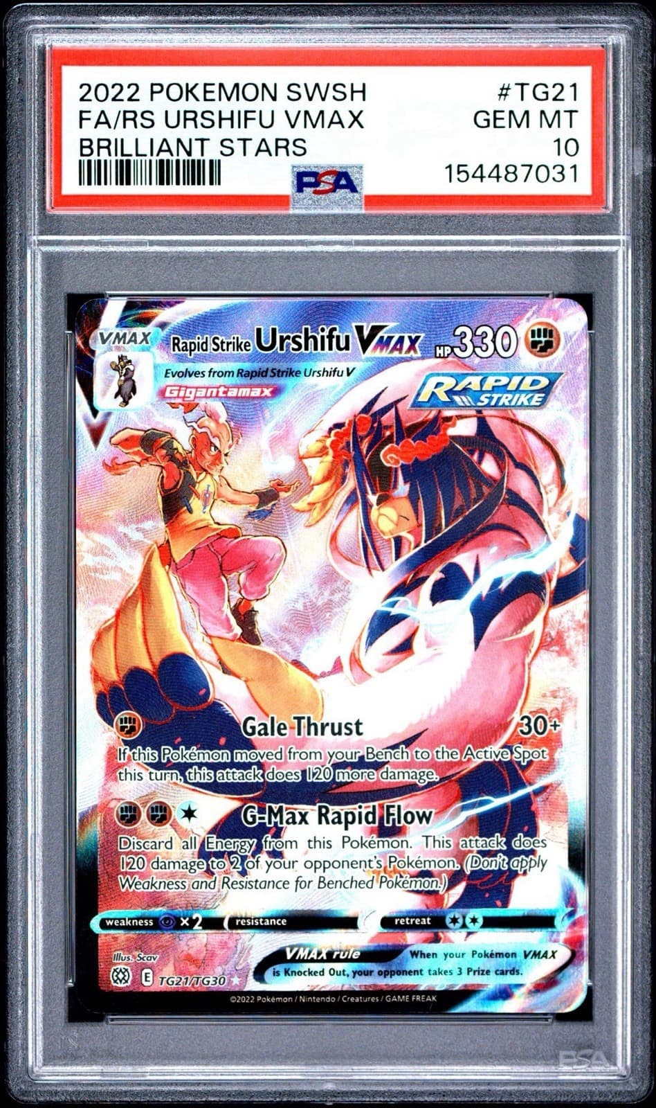 Pokemon TCG Rapid Strike Urshifu Vmax TG21/TG30! Brilliant Stars! PSA 10!