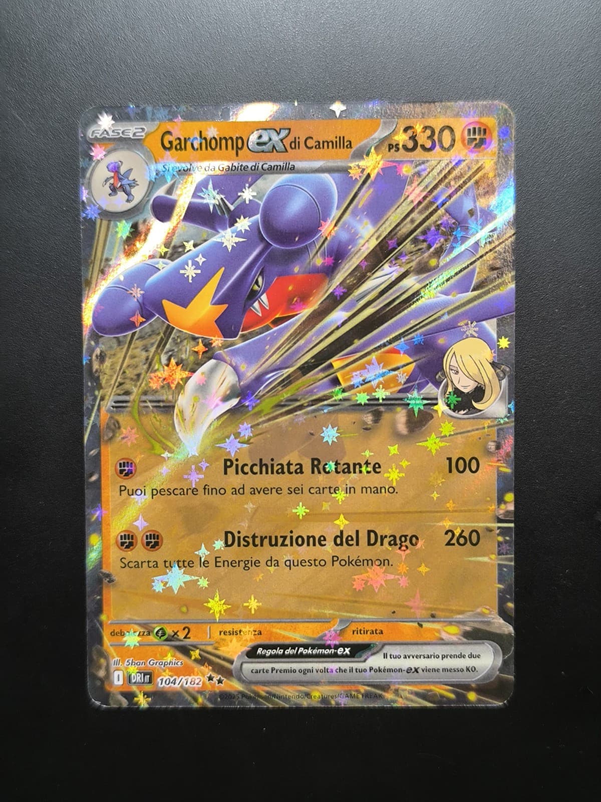 Carta Pokemon GARCHOMP EX DI CAMILLA 104/182 Rivali Predestinati Holo ITA NM