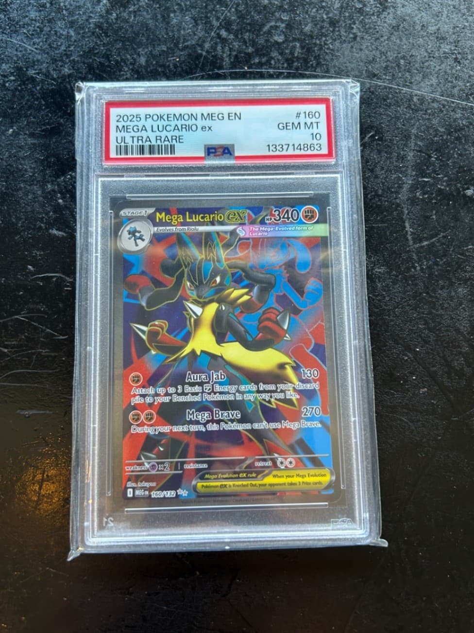 2025 Pokemon Mega Lucario Ex Ultra Rare #160 PSA 10