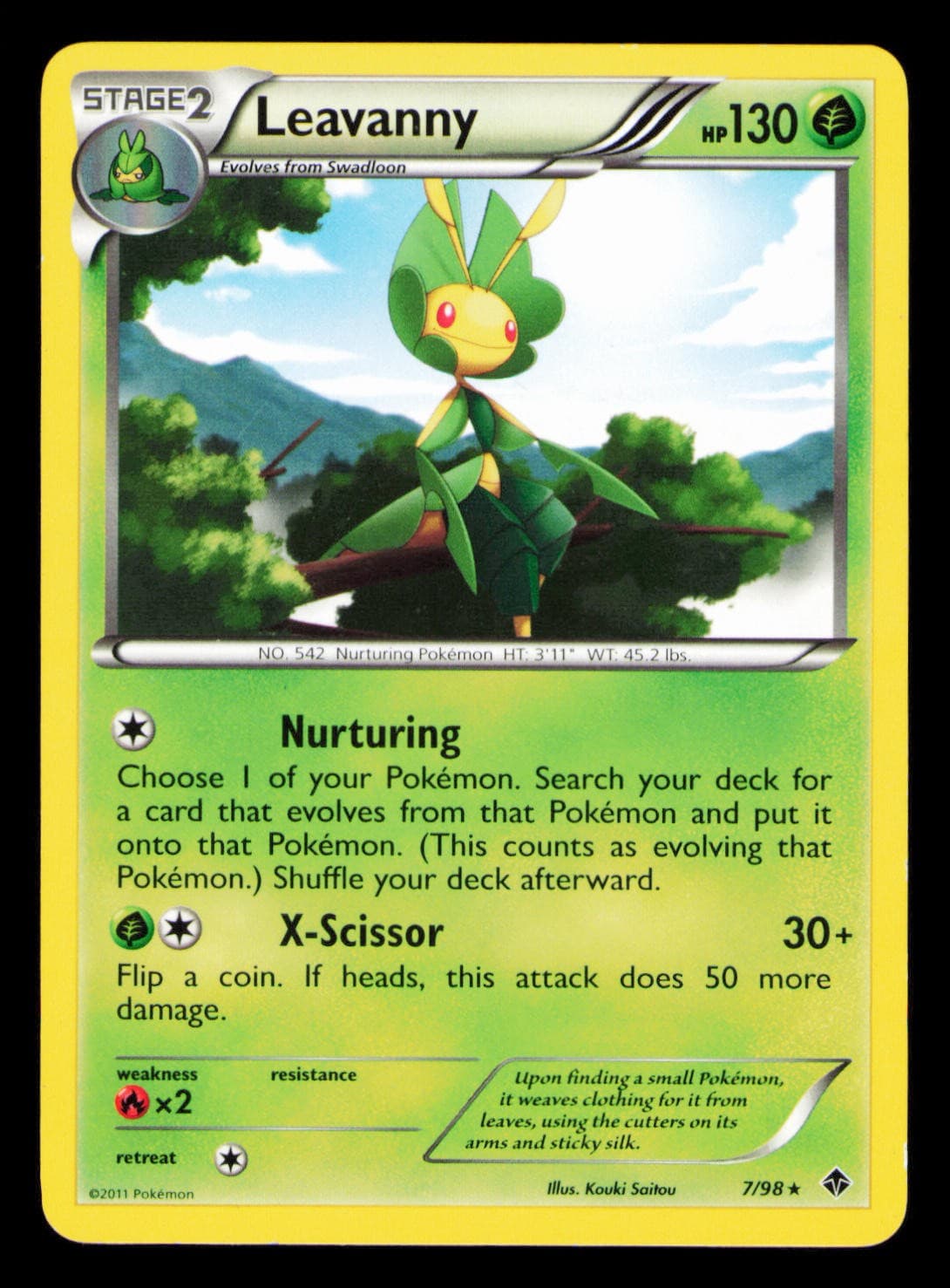 2011 Pokemon Leavanny 7/98 Rare Emerging Powers MP