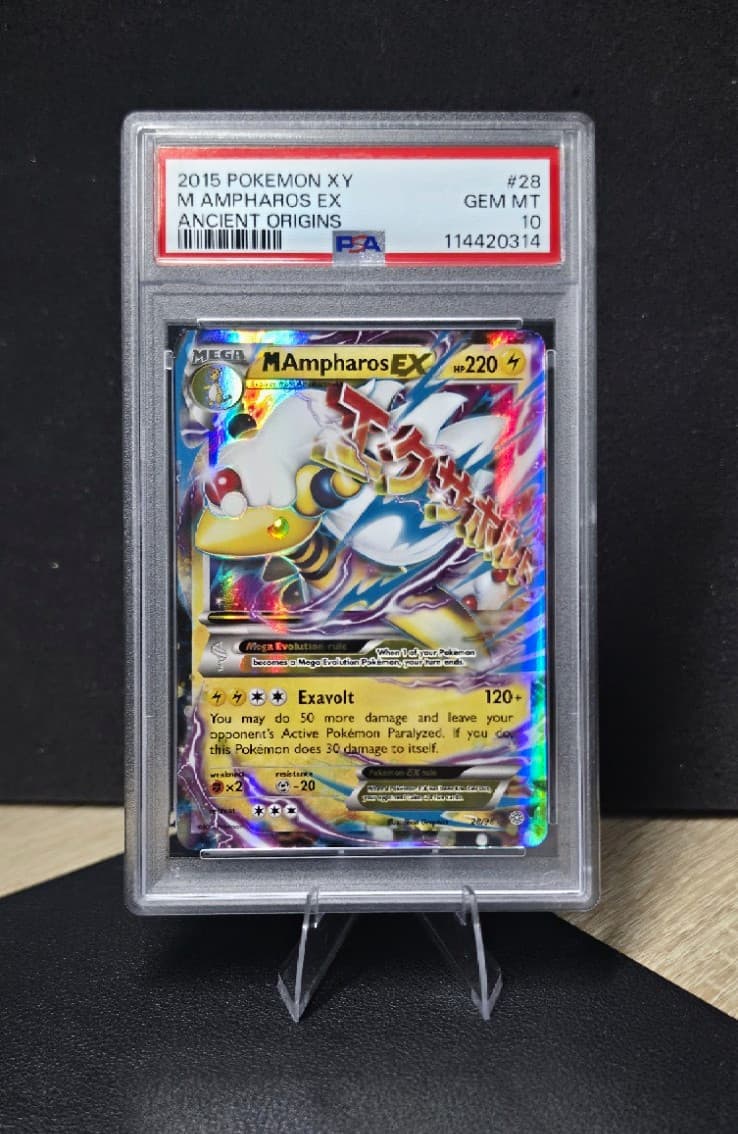 Pokemon 2015 M Ampharos EX 28/98 Ancient Origins Full Art Holo PSA 10