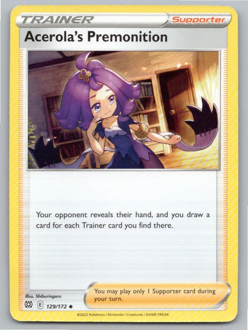 2022 POKEMON ACEROLA'S PREMONITION BRILLIANT STARS 129/172 UC NM A82446 FREE S&H