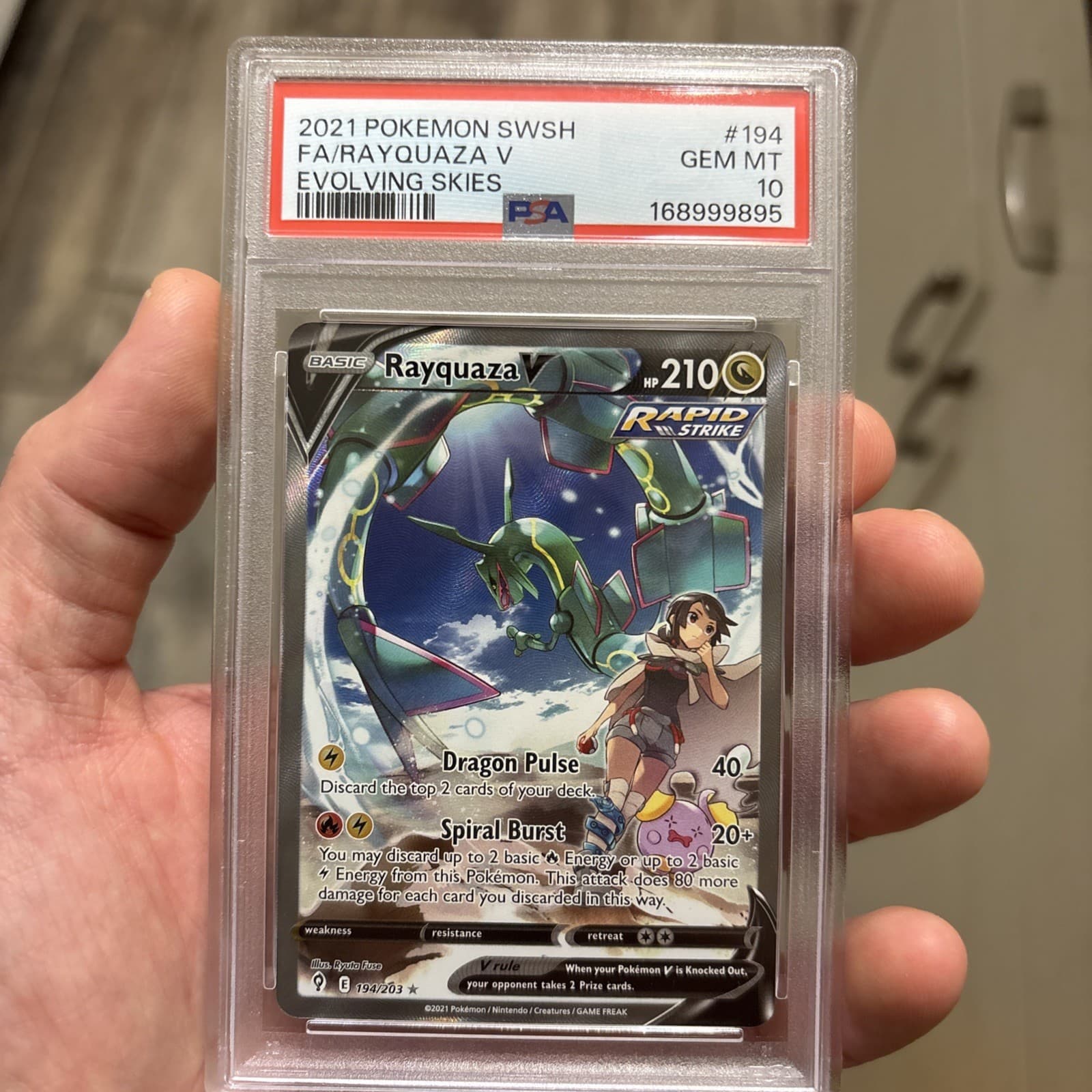 Pokemon Rayquaza V Evolving Skies Full Alt Art #194 PSA 10 Gem Mint