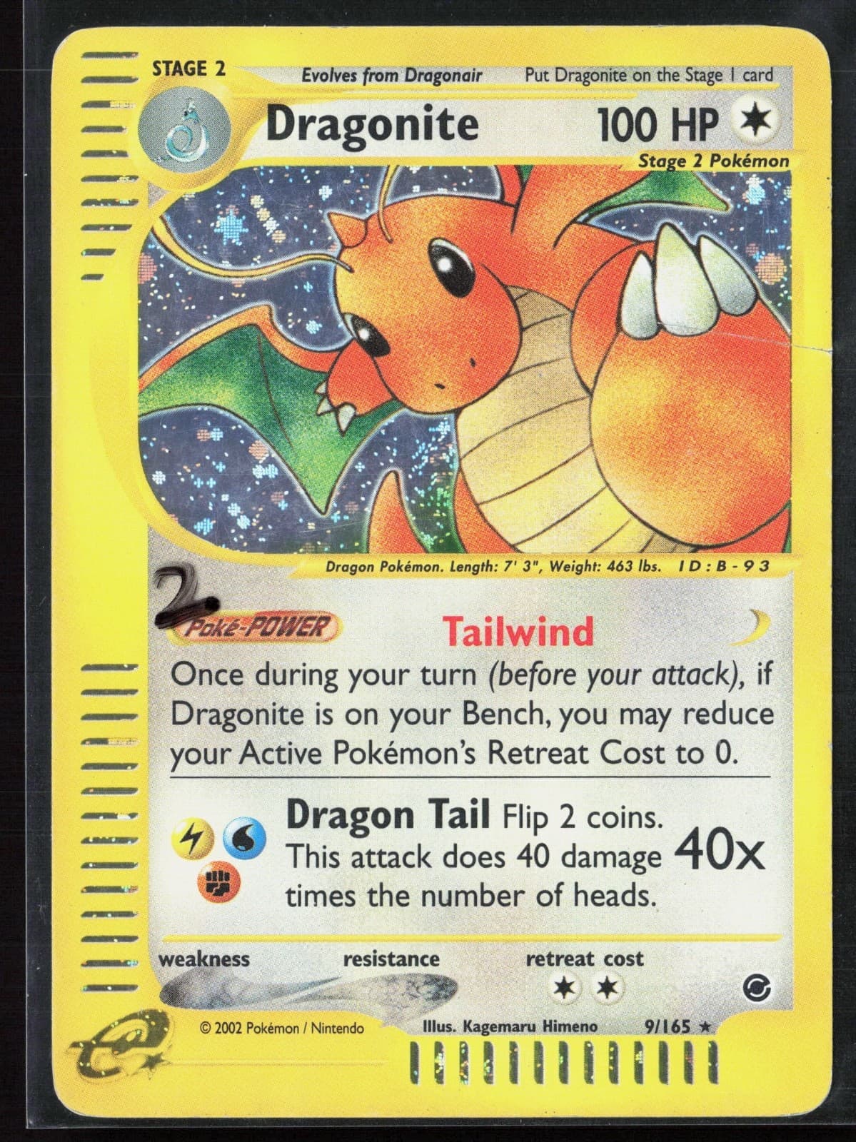 #2 CUT Dragonite 9/165 Expedition 2002 Holo Rare E-Reader Vintage Pokémon Card