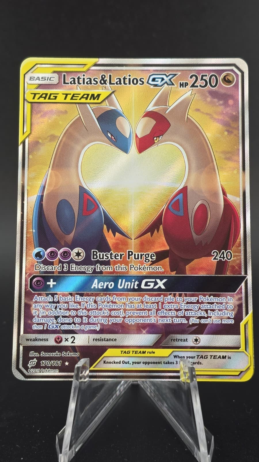 Latias & Latios GX TAG TEAM Alternate Full Art Holo 170/181 SM Team Up NM