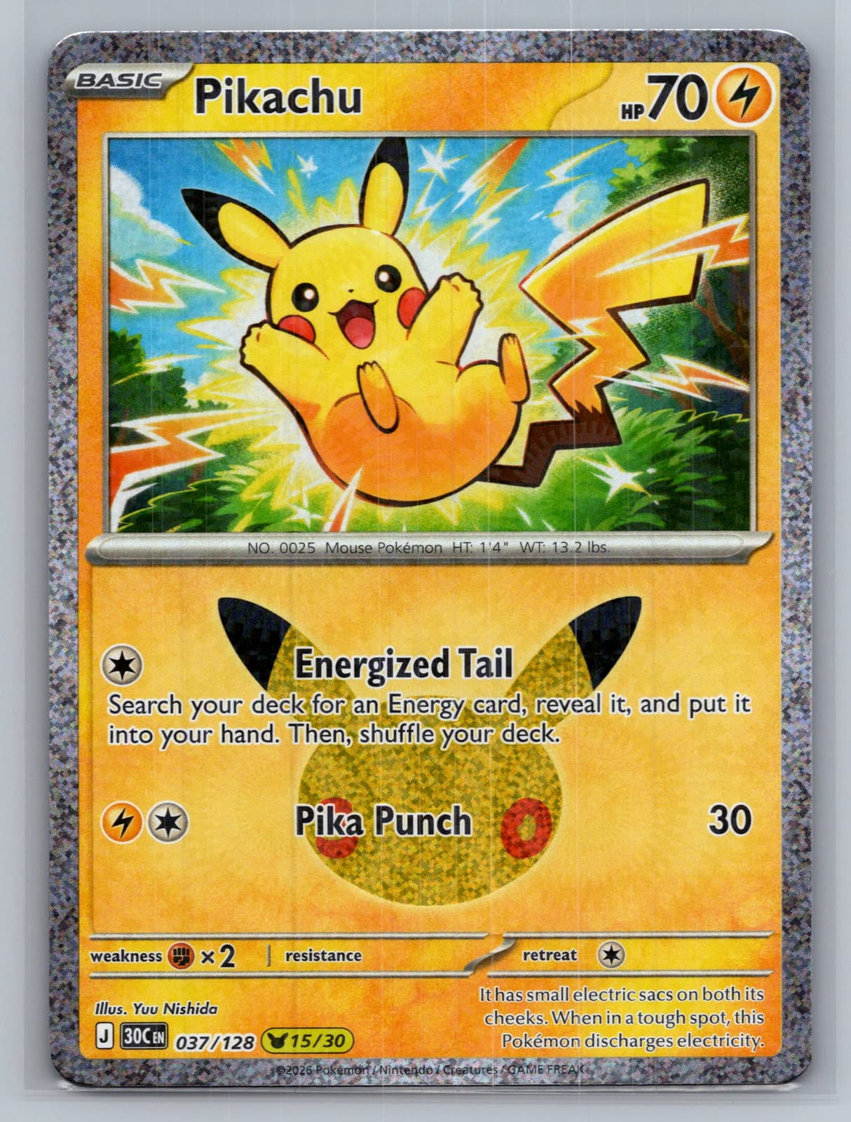 Pikachu #37/128 30th Celebration Pokemon TCG