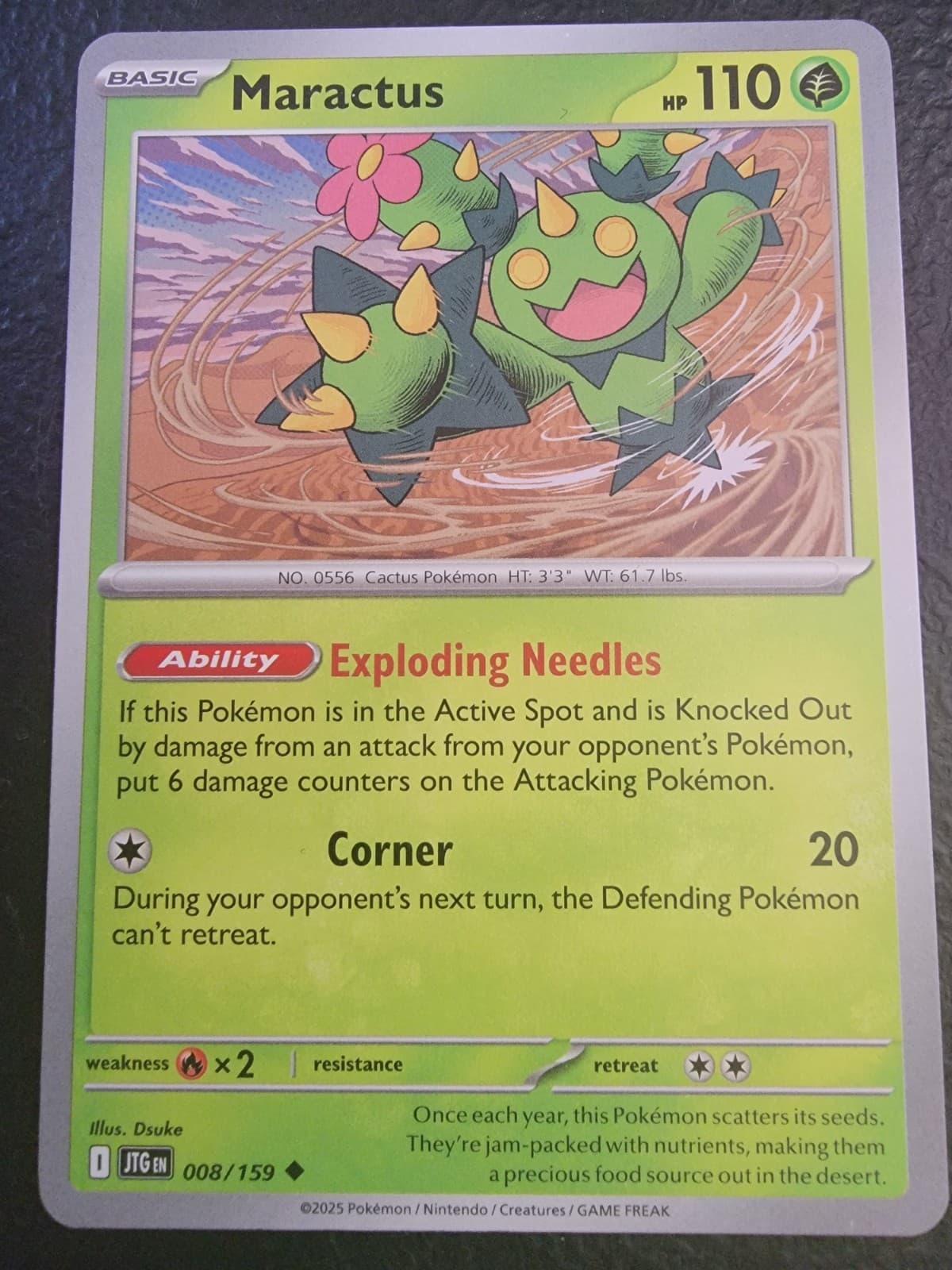 Pokemon TCG Maractus 008/159 Sv09: Journey Together Regular NON-FOIL