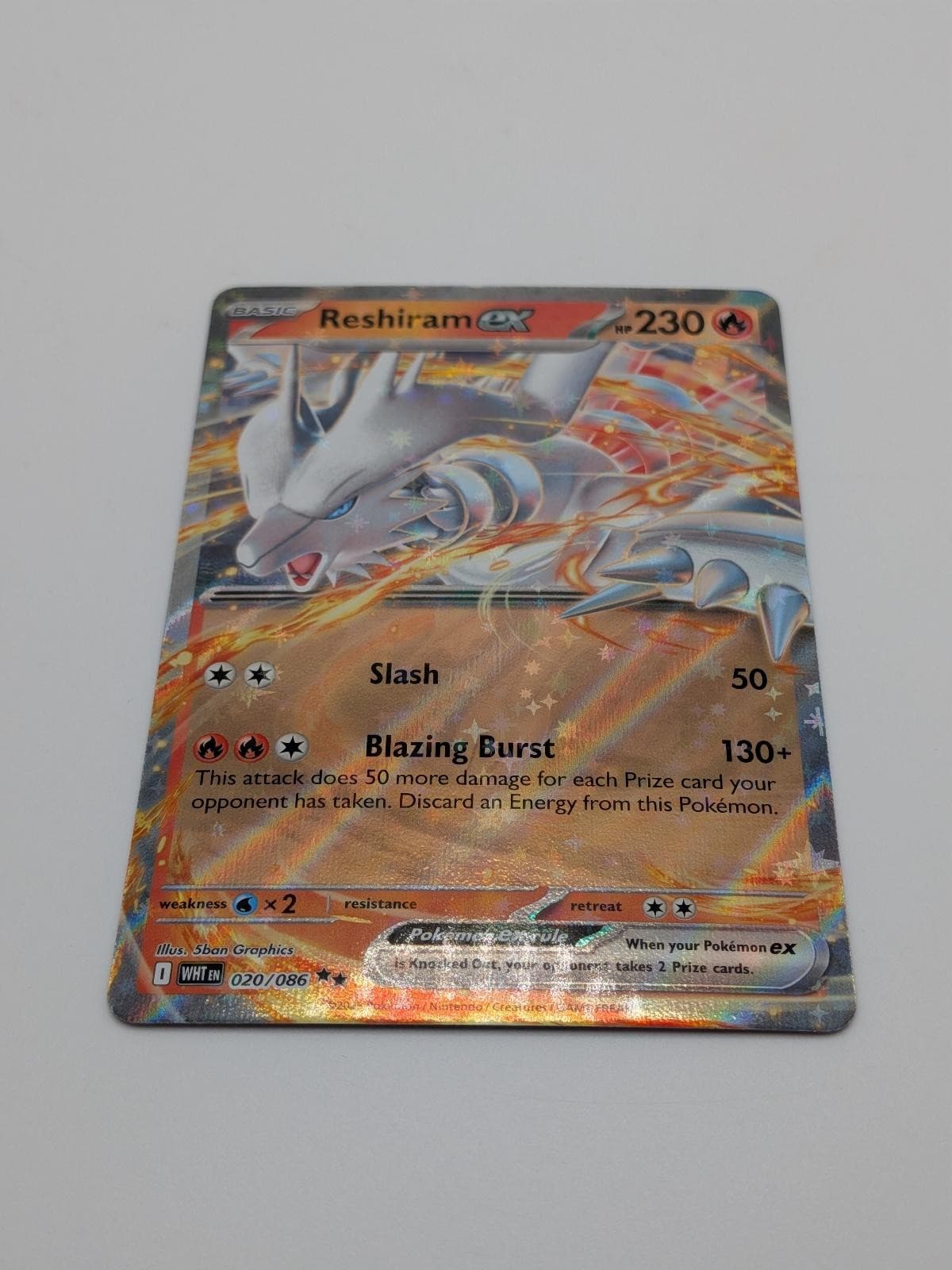 Reshiram ex 020/086 Holo Double Rare White Flare Pokemon Near Mint