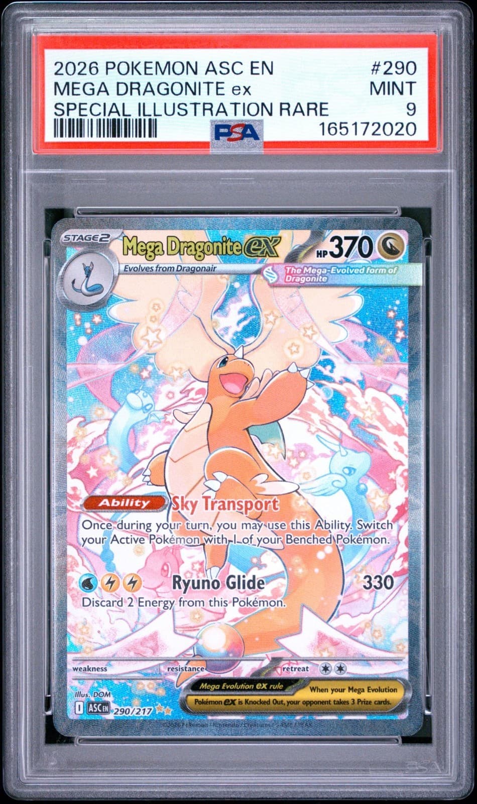 2026 Pokemon TCG Mega Dragonite ex 290/217 SIR Ascended Heroes PSA 9 MINT!!!