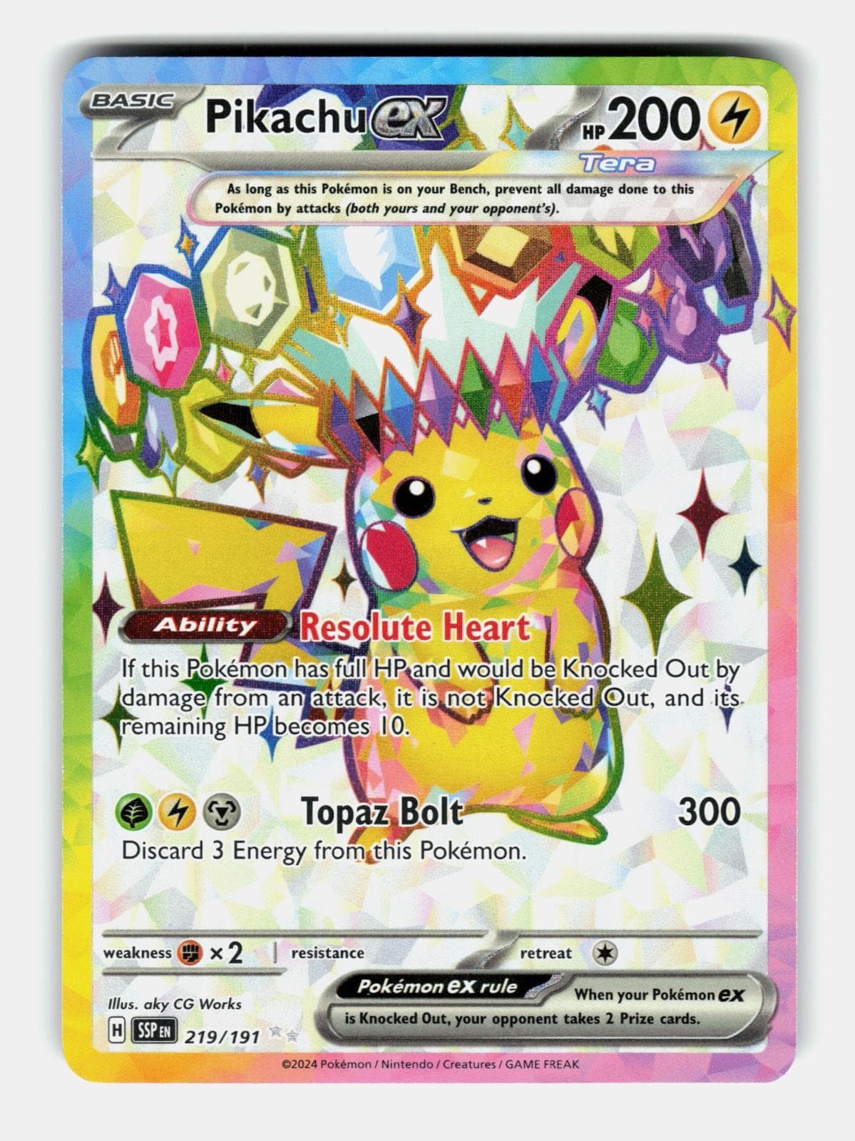Pikachu ex 219/191 Ultra Rare Surging Sparks Pokemon Holo Near Mint