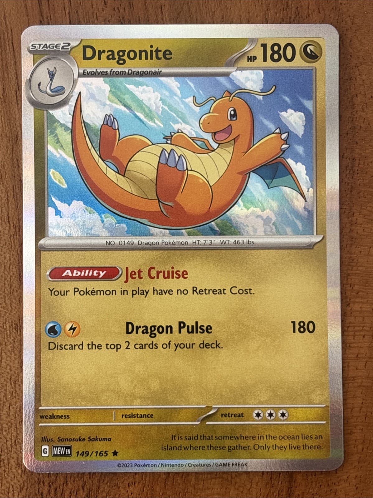 Pokemon TCG Dragonite 149/165 Sv: Scarlet & Violet 151 Holo NM