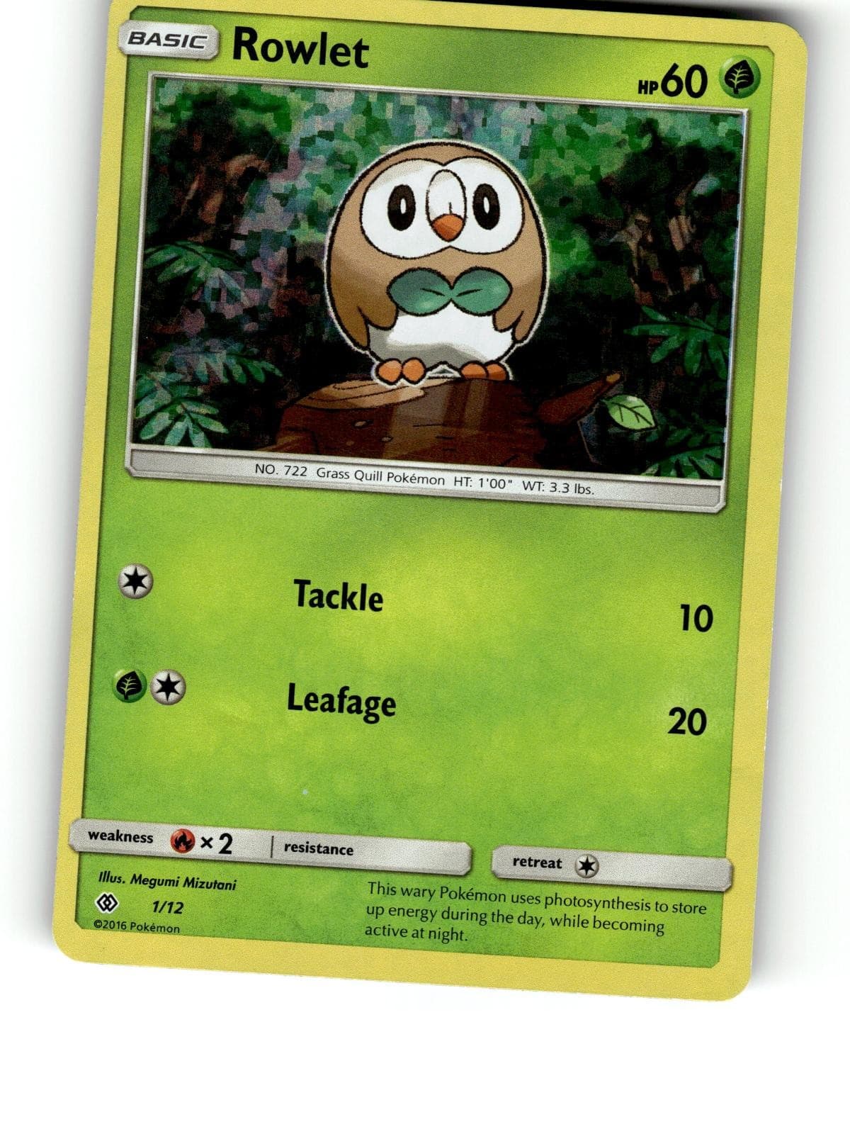 Rowlet 001/012 Holo Promo McDonald's Promos 2017 Pokemon Lightly Played