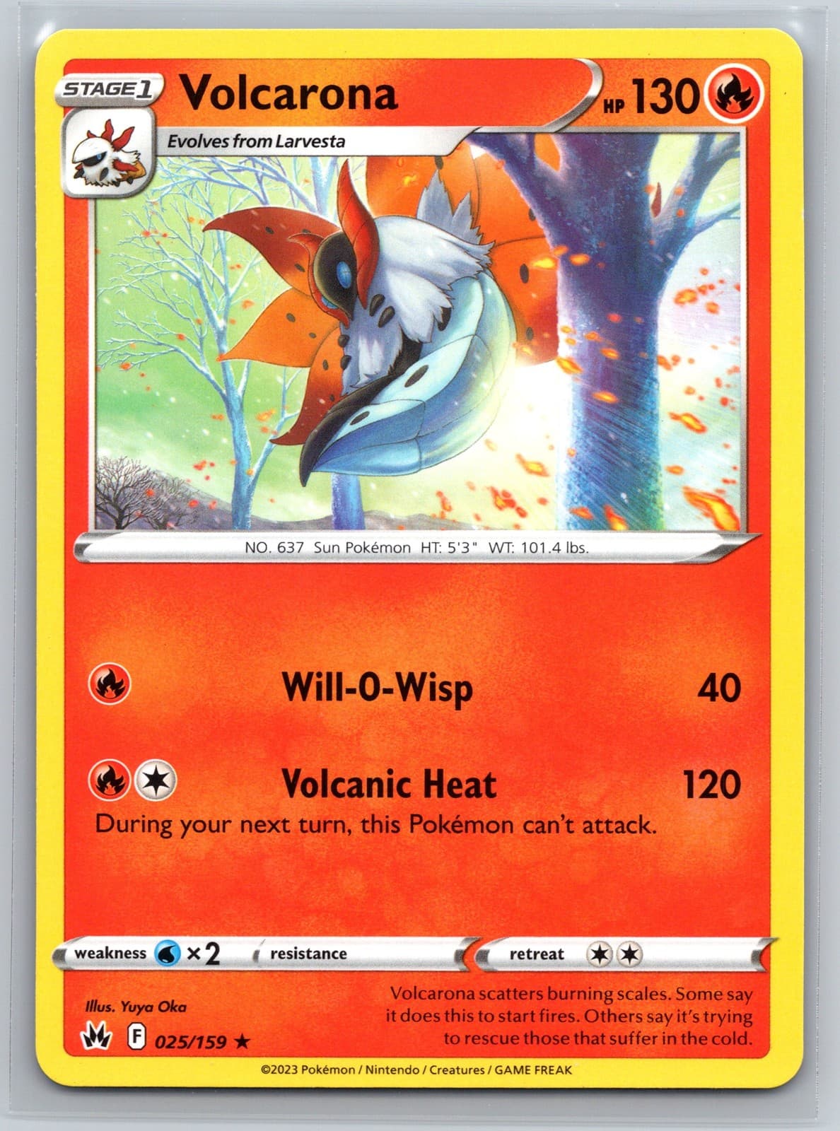 Volcarona 025/159 Crown Zenith Rare Fire Type Stage 1 Pokemon TCG Card SWSH