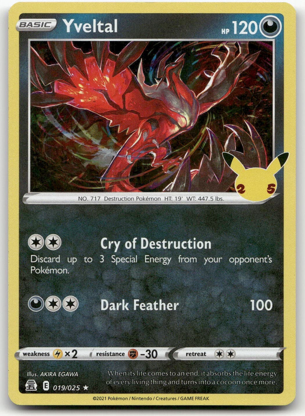 Yveltal #19/25 (Holo) (LP) Celebrations CLB Pokemon