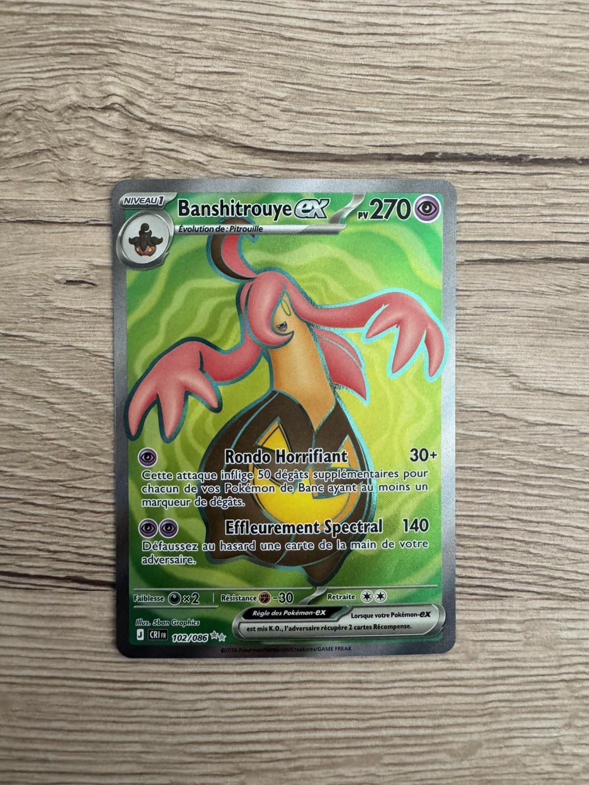 Carte Pokémon Banshitrouye EX Nº 102/086 Chaos Ascendant FR