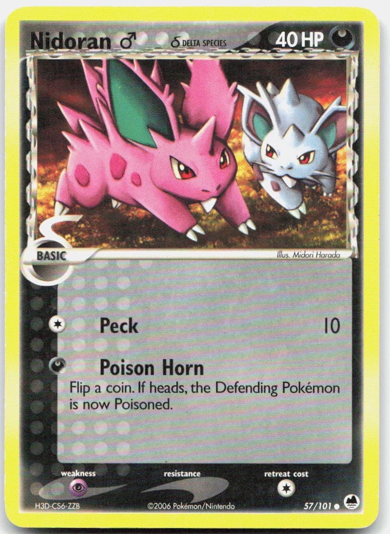 Nidoran M 57/101 Common Dragon Frontiers Pokemon Moderately Played