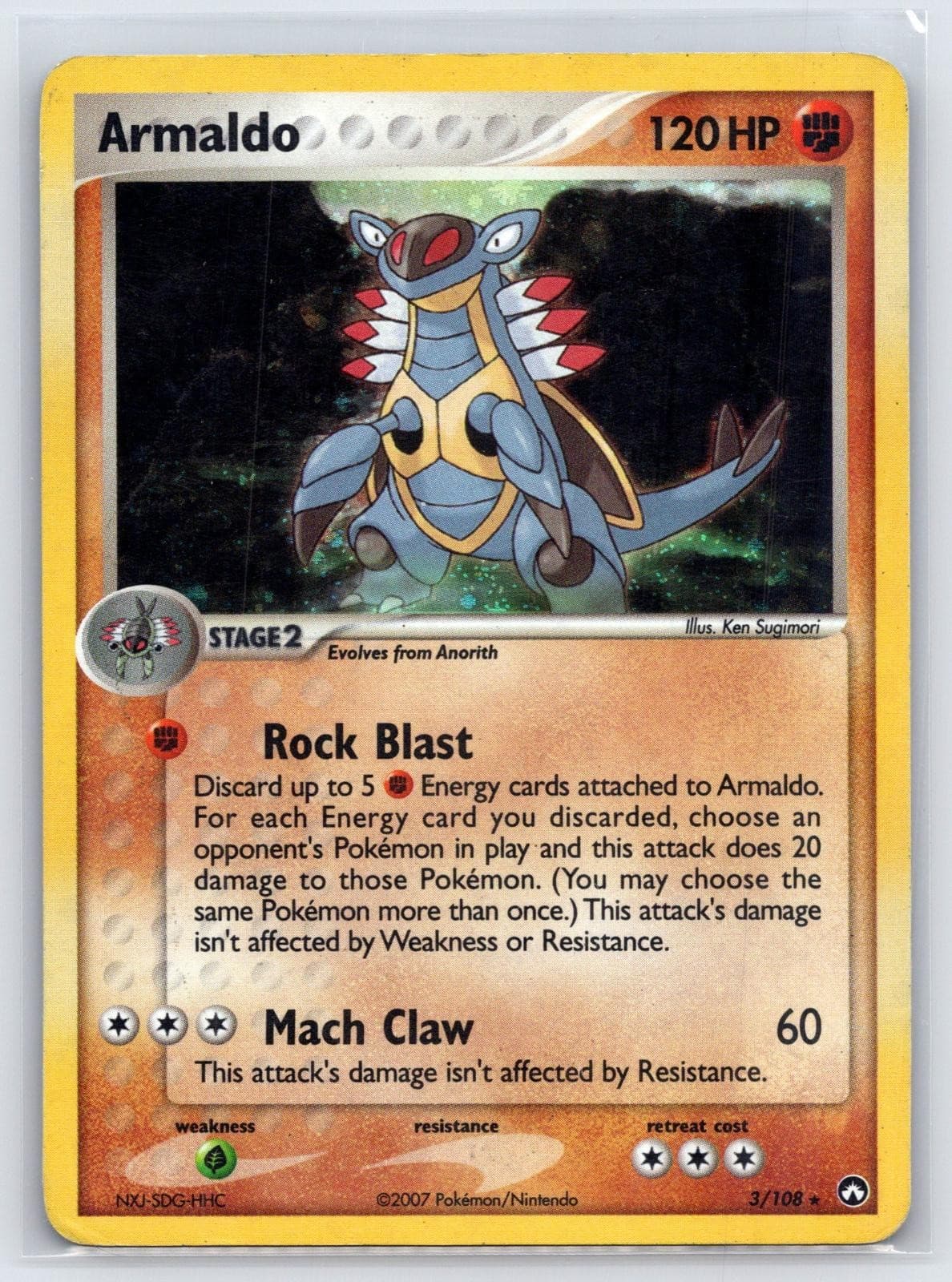 Armaldo 3/108 Holo Rare Power Keepers Pokemon Moderately Played