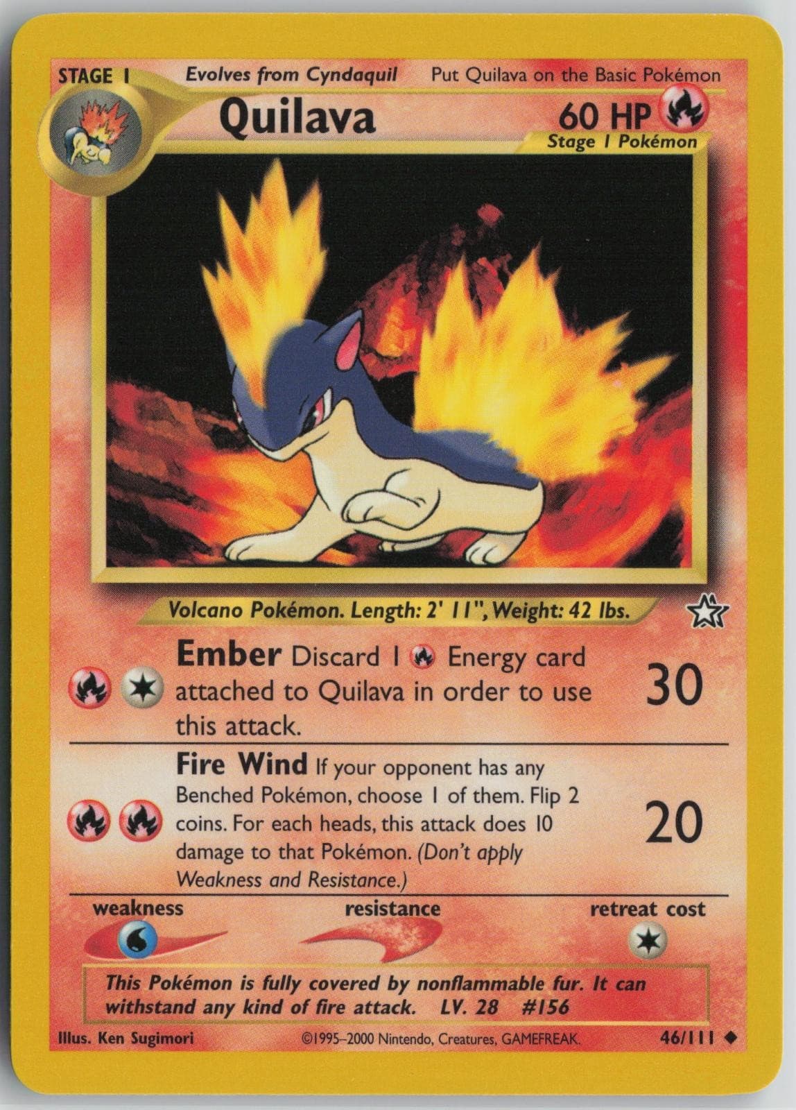 Quilava 46/111 Uncommon Neo Genesis Pokemon Unlimited Near Mint