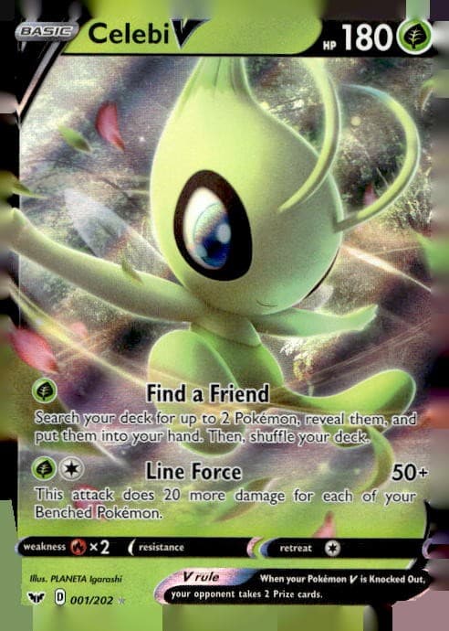 Celebi V 001/202 SWSH01 Sword & Shield Base Set Holo UR NM English Pokémon