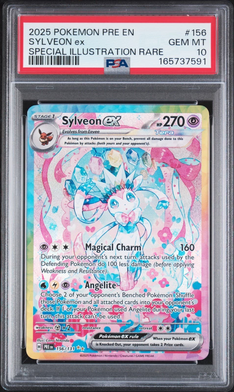 2025 Pokémon Prismatic Evolutions SYLVEON EX #156 SIR PSA 10 Gem Mint
