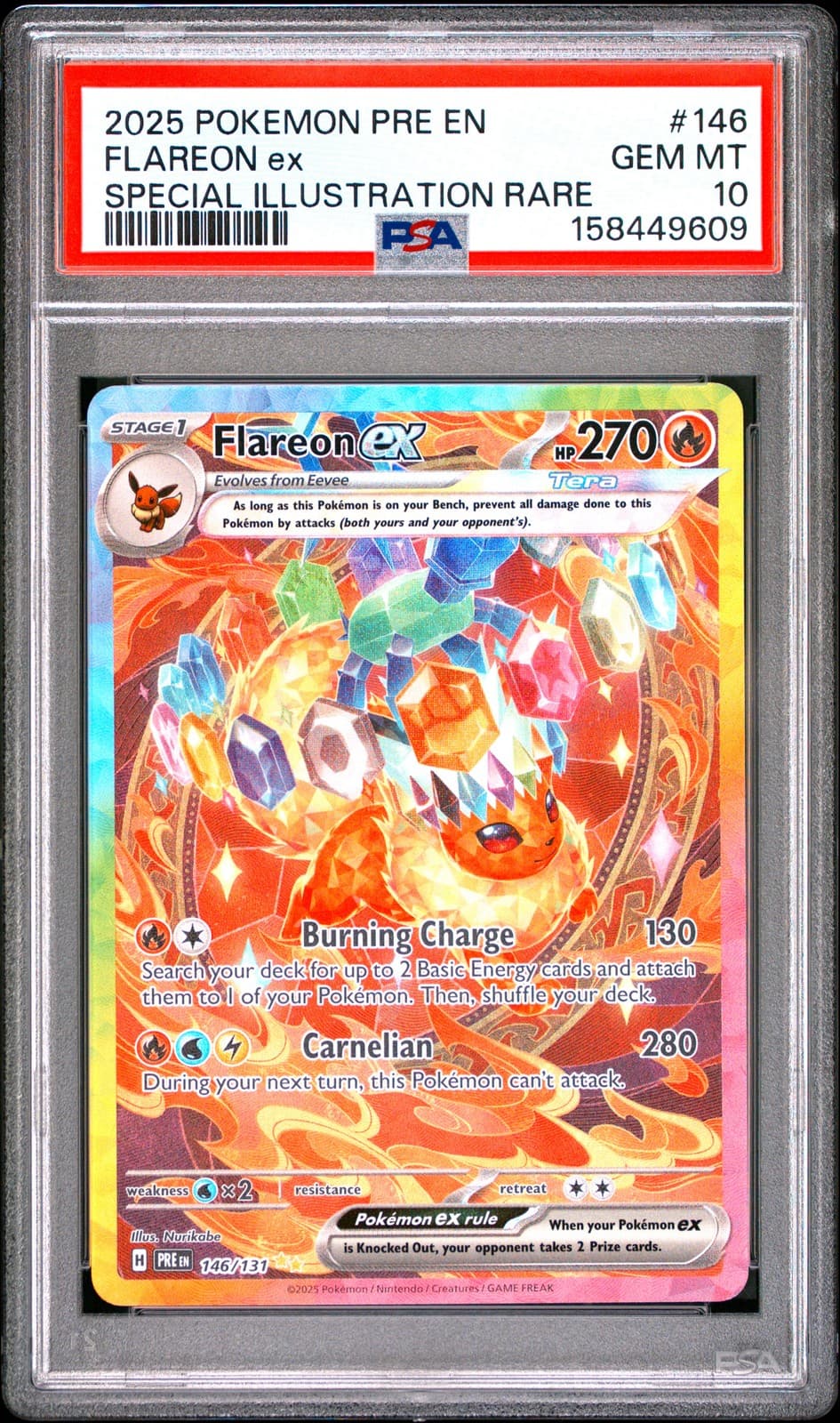 2025 POKEMON PRE EN-PRISMATIC EVOLUTIONS #146 FLAREON EX PSA 10