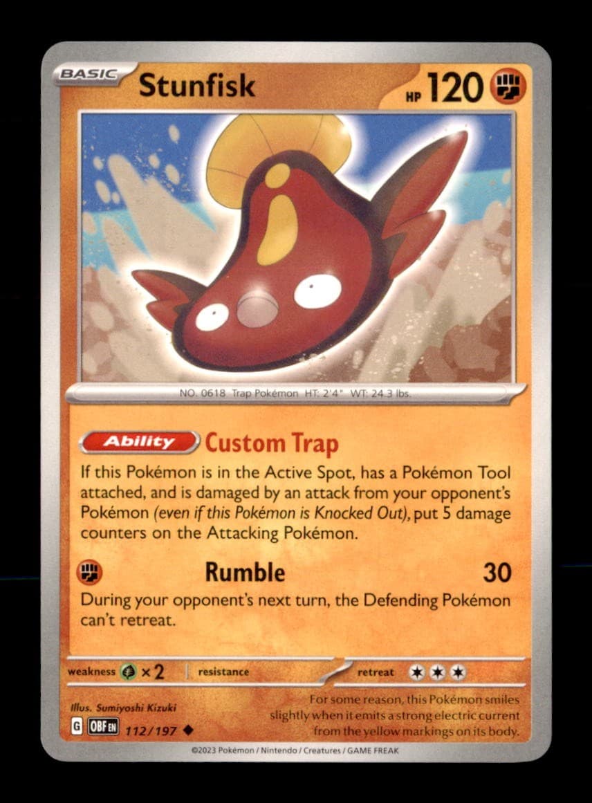 Stunfisk 112/197 Uncommon Obsidian Flames Pokemon Near Mint
