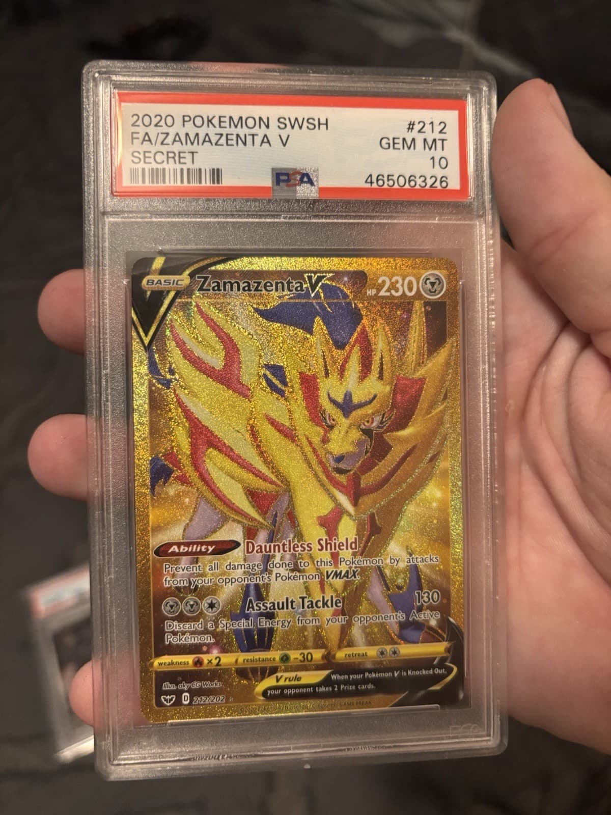Zamazenta V (Secret) 212/202 Swsh01: Sword & Shield Holo PSA 10