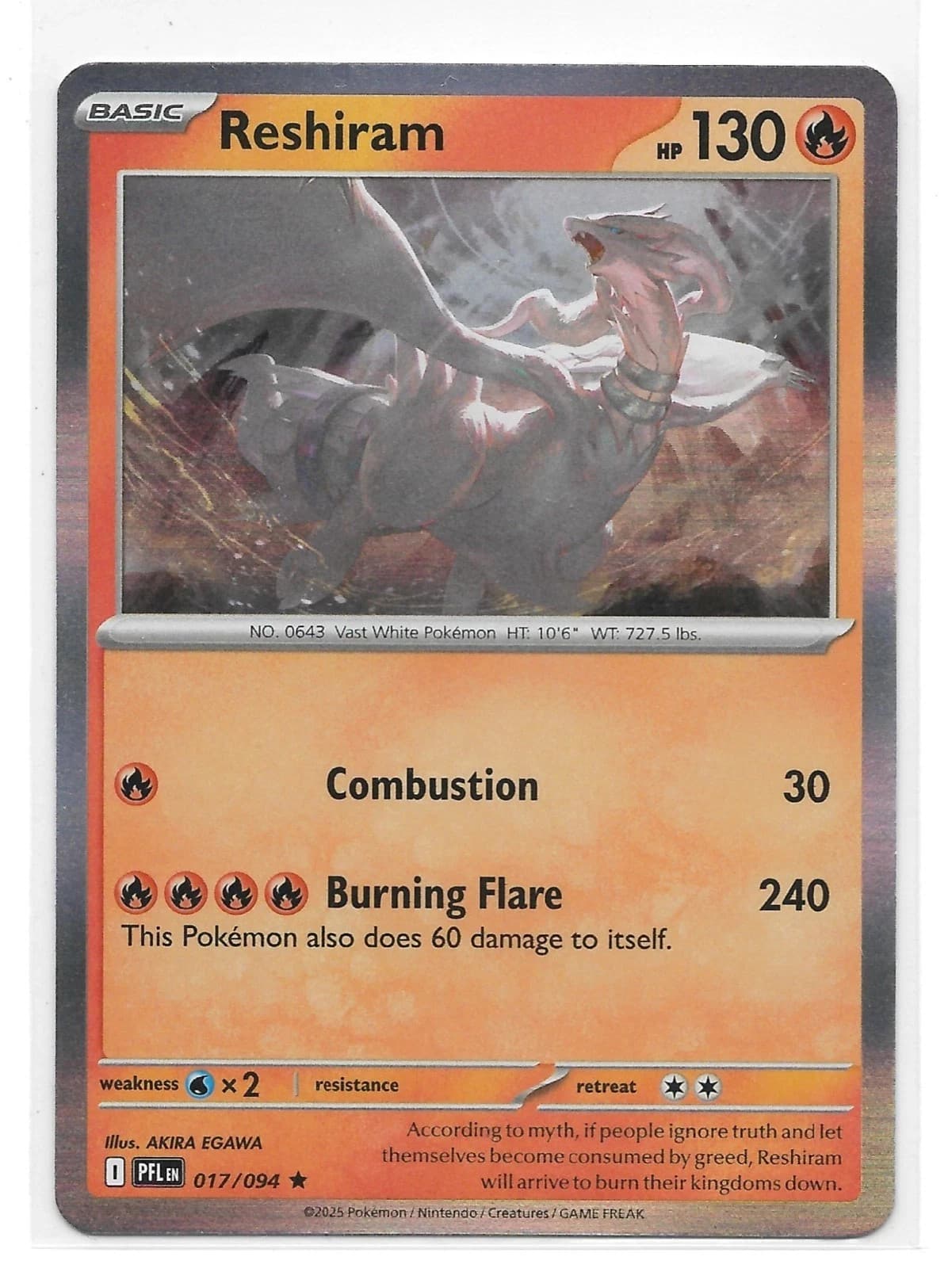 Reshiram 17/94 Phantasmal Flames Pokemon Card Rare Holo NM