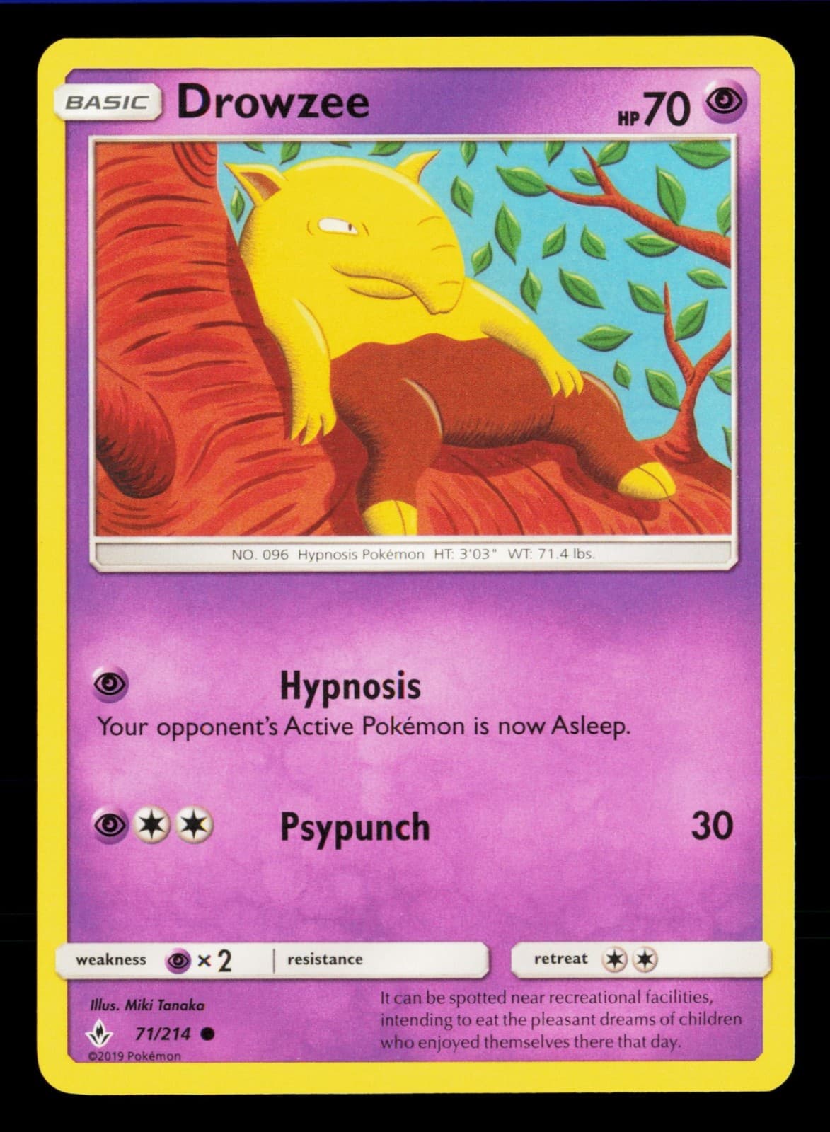 Drowzee 71/214 Common SM - Unbroken Bonds Pokemon Near Mint