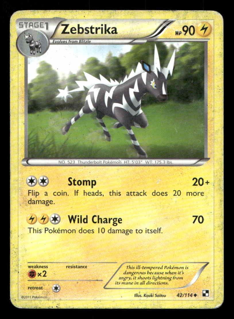 Zebstrika (42) Black and White 42/114 HP Pokemon