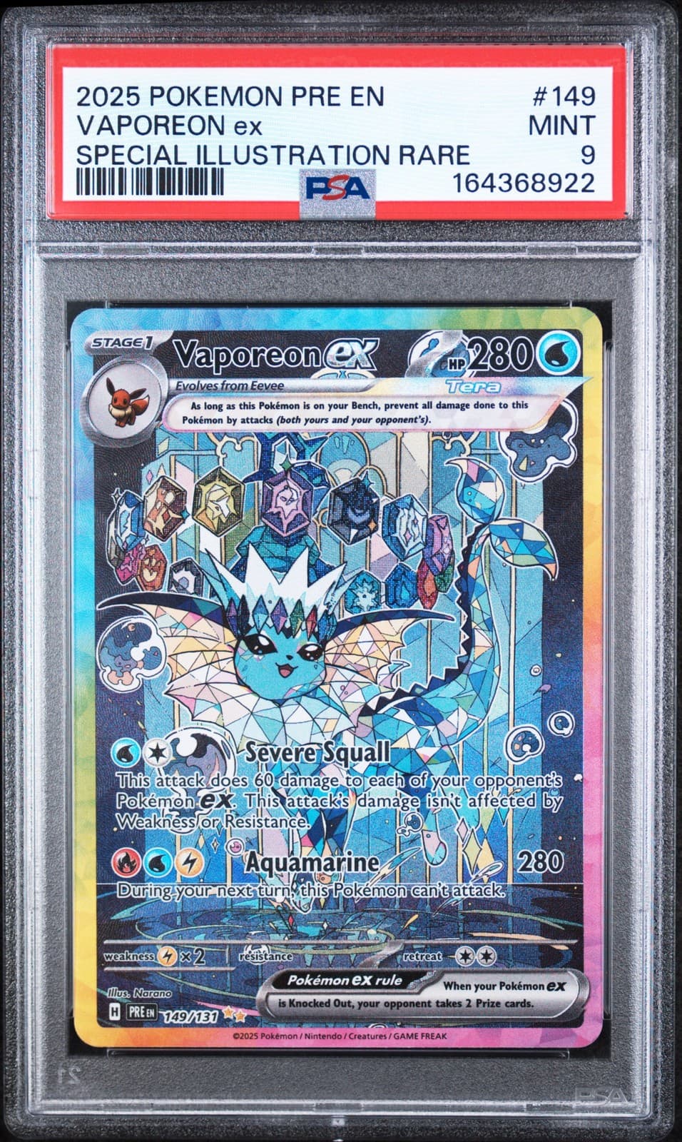 Vaporeon EX 149/131 Special Illustration Rare Pokemon PSA 9 Mint