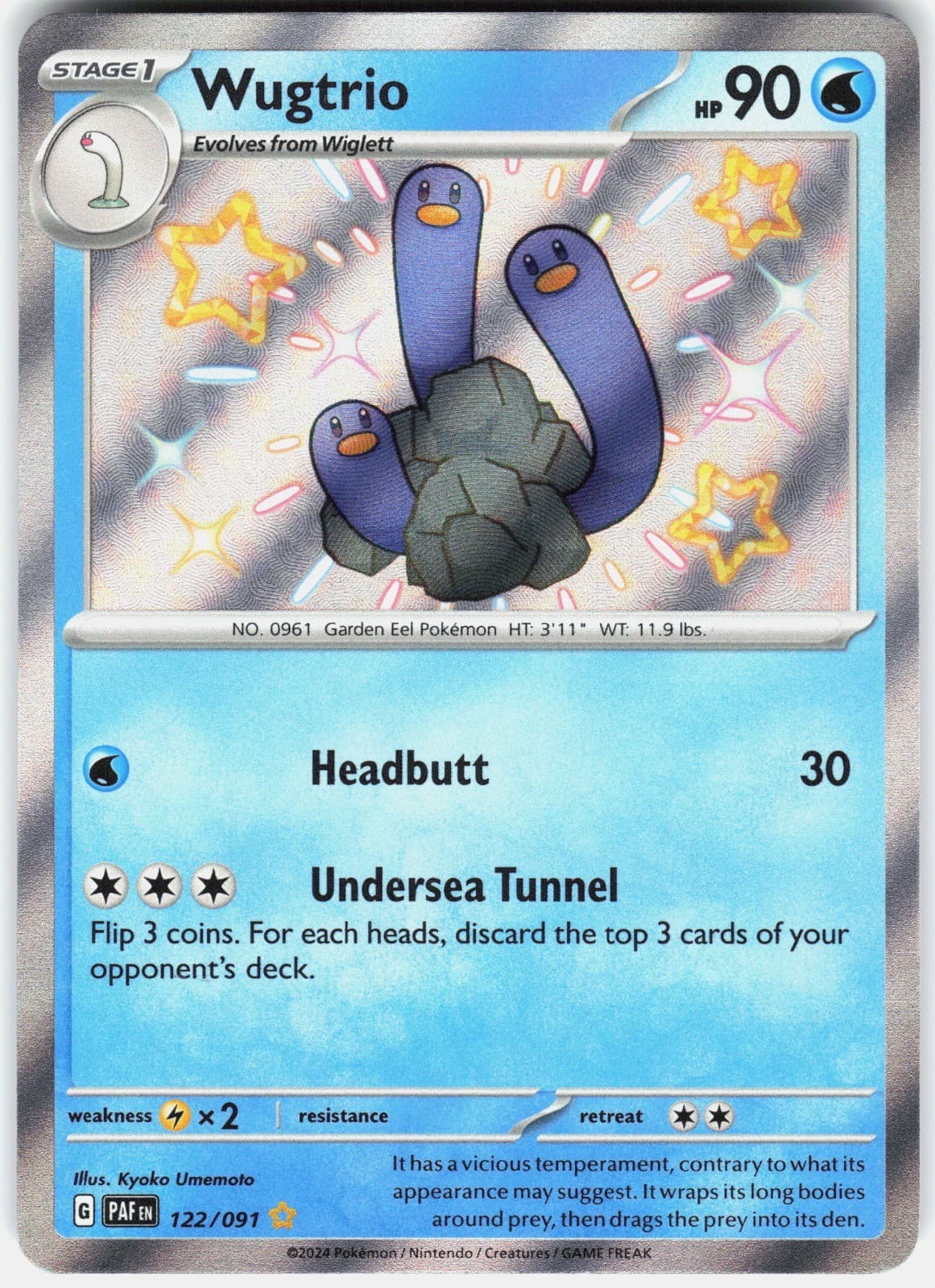 Wugtrio Holo Shiny Rare SV: Paldean Fates 122/091 NM