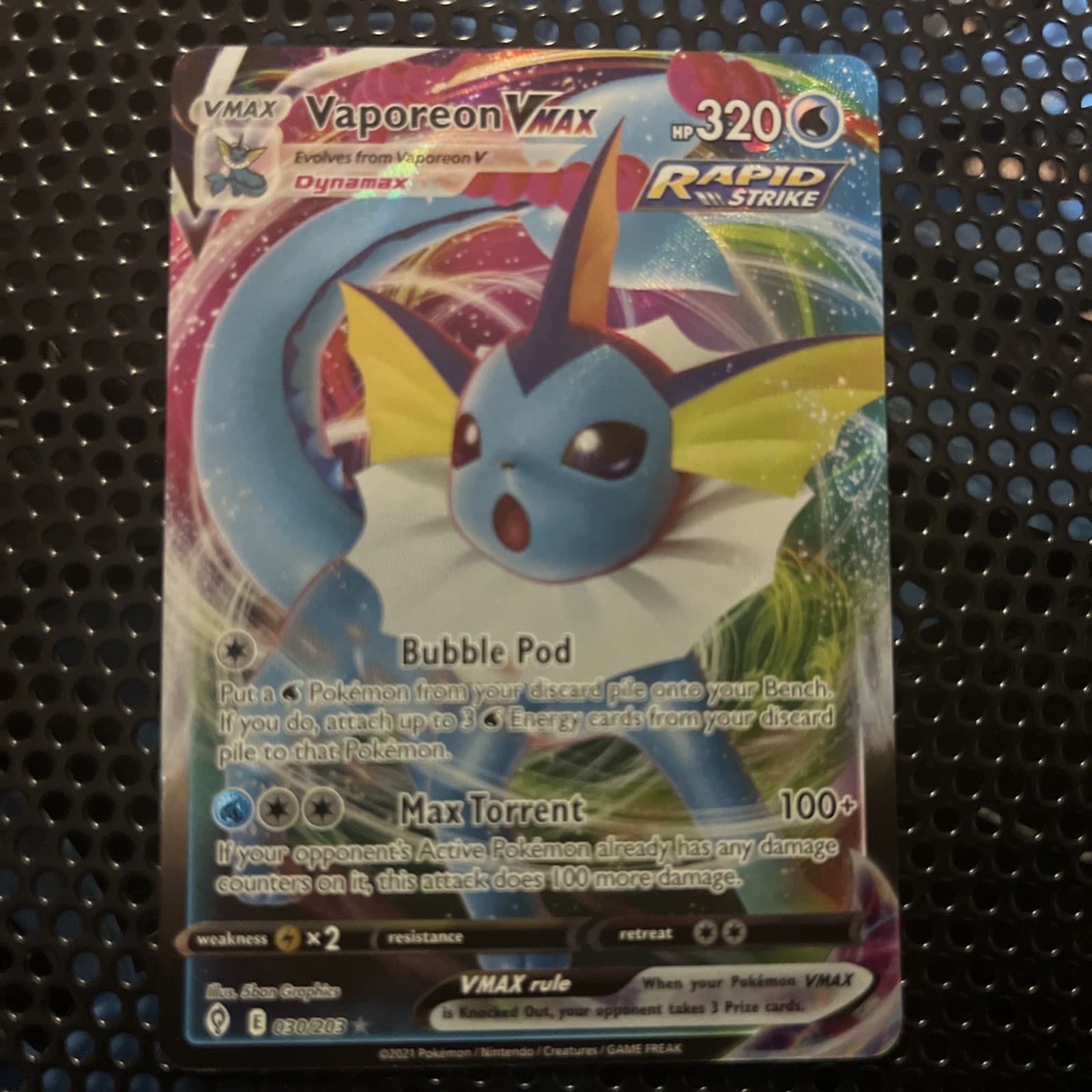Vaporeon Vmax 30/203 Evolving Skies NM Full Art Ultra Rare Pokemon Card