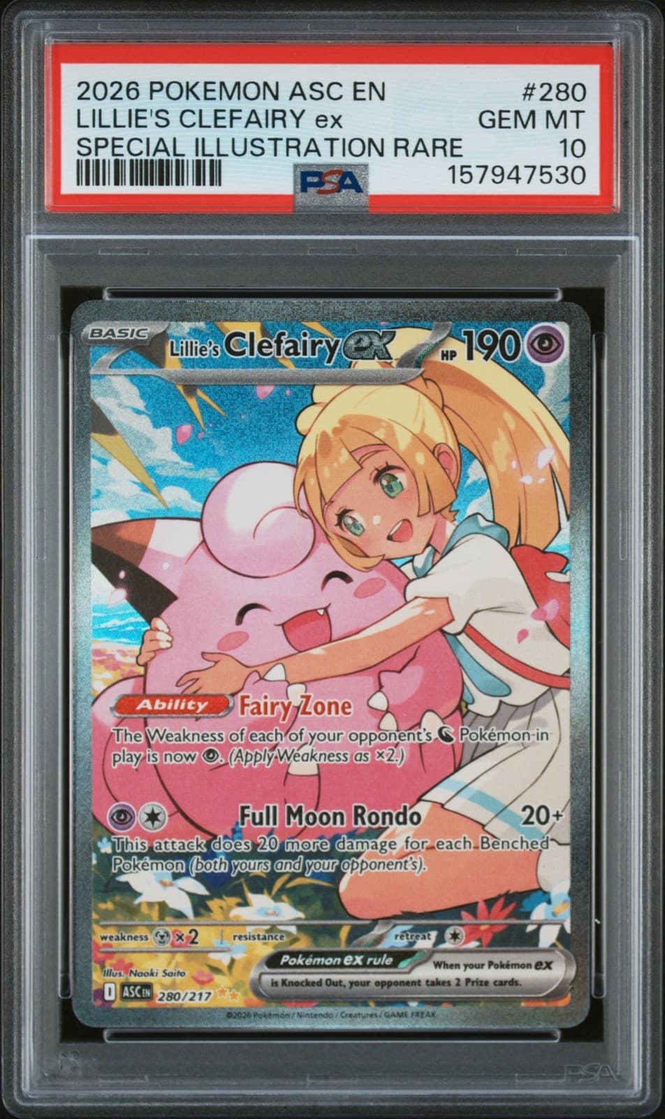 2026 POKEMON ASC EN-ASCENDED HEROES #280 LILLIE'S CLEFAIRY EX PSA 10