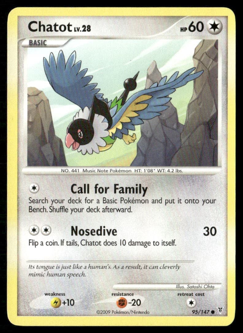 Chatot 95/147 Common Supreme Victors Pokemon Moderately Played