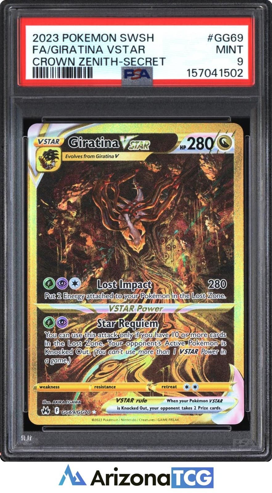 Pokemon 2023 Giratina VSTAR GG69/GG70 Full Art Secret Rare Crown Zenith PSA 9