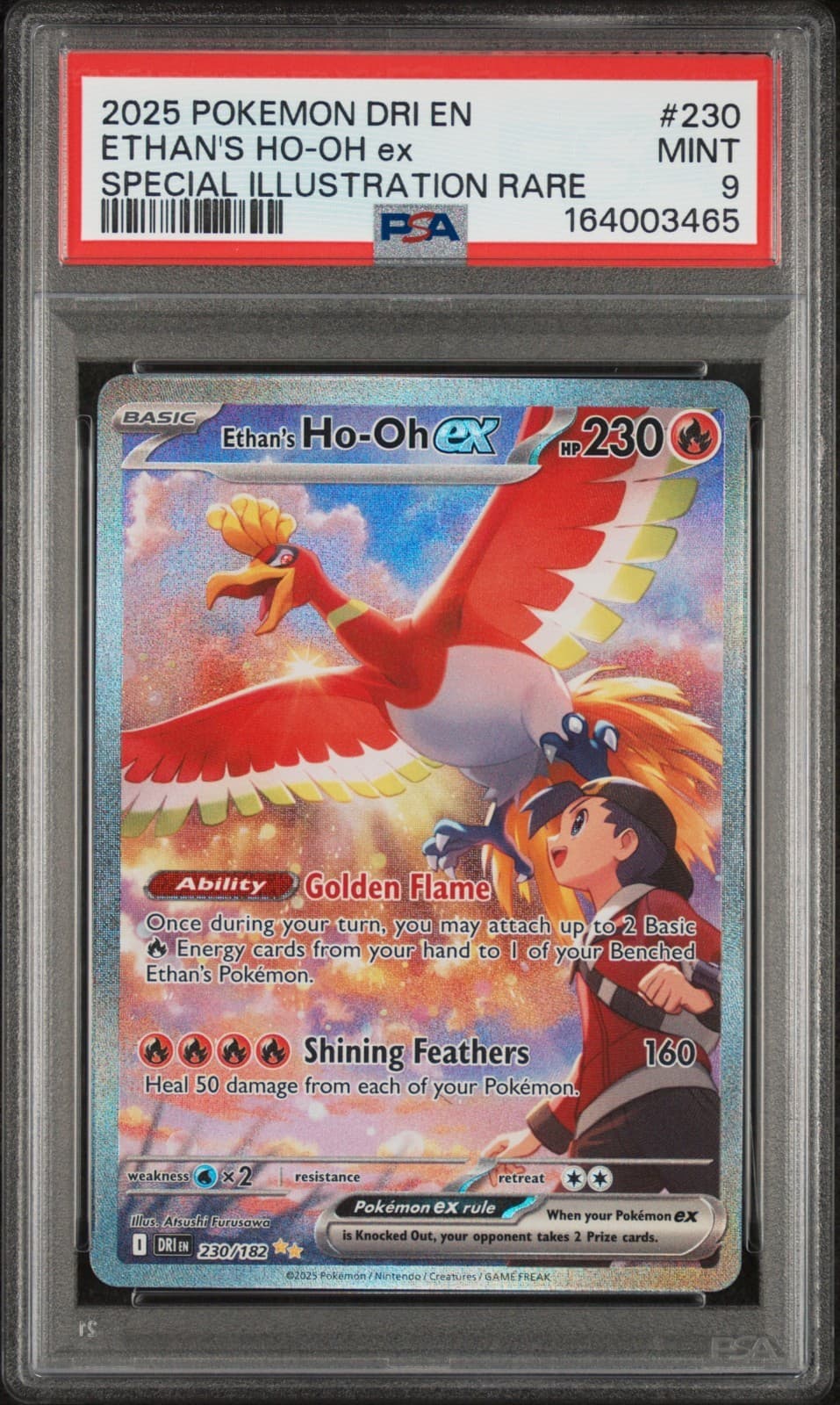 Pokemon TCG PSA 9 Ethan's Ho-Oh ex Sv10 Destined Rivals SIR Holo English 230/182