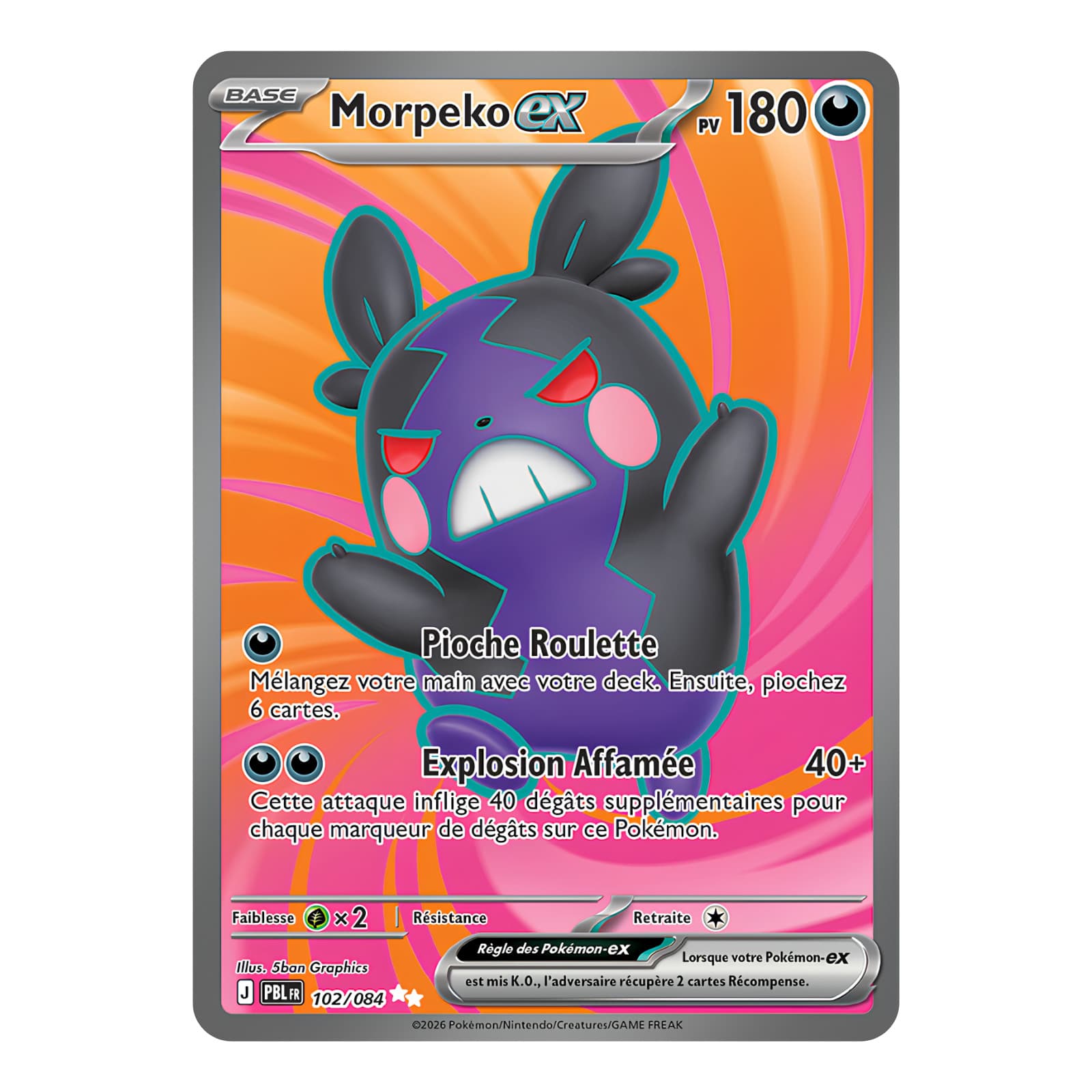 Morpeko EX 102/084 🇫🇷 Carte Pokémon ME05 Nuit Noire ME5 FA Full Art NM TCG