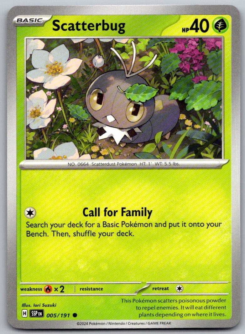 Scatterbug Surging Sparks 005/191 Common PokéMon — English Near Mint