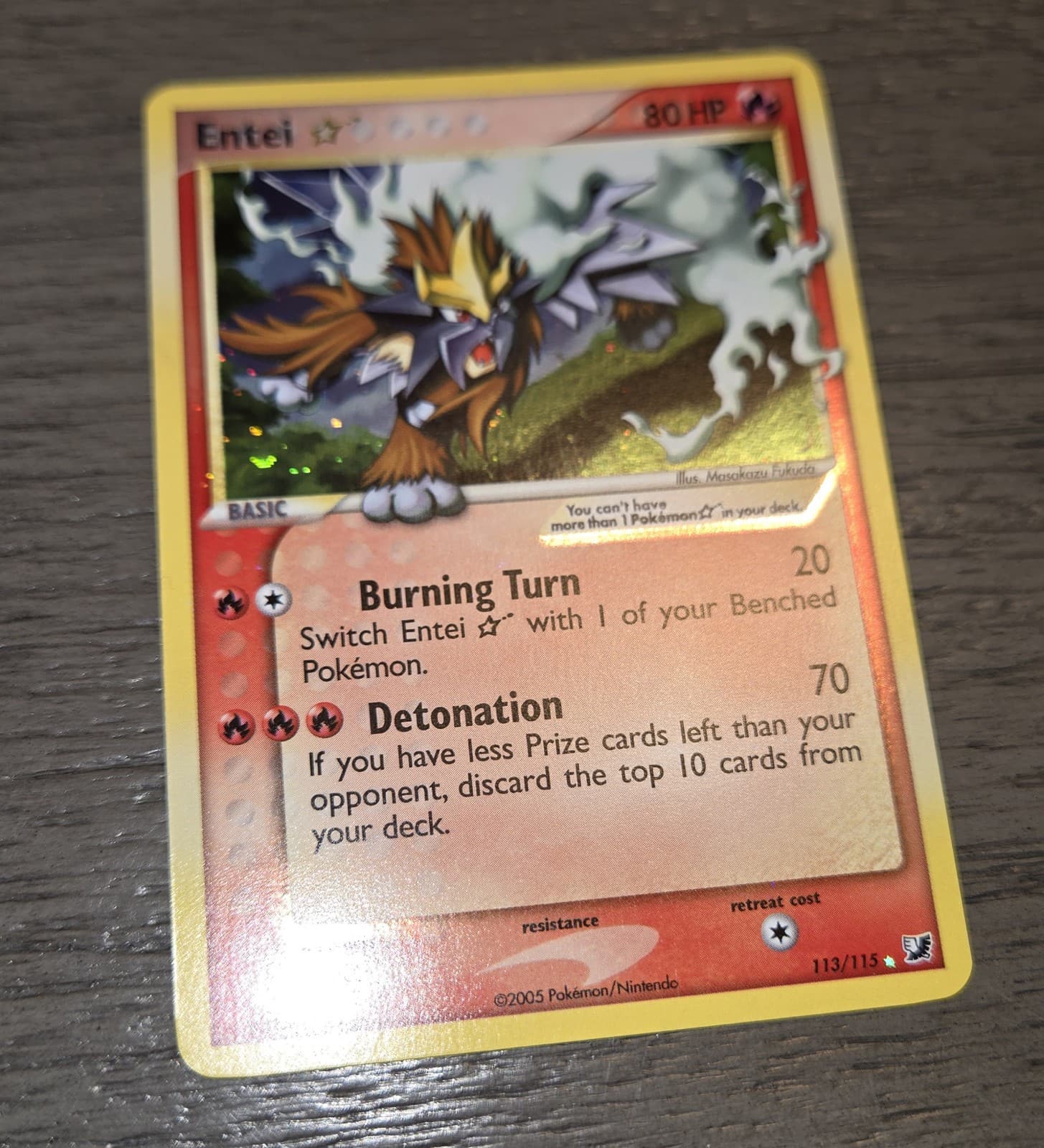 Entei Gold Star 113/115 EX Unseen Forces EX-NM Condition