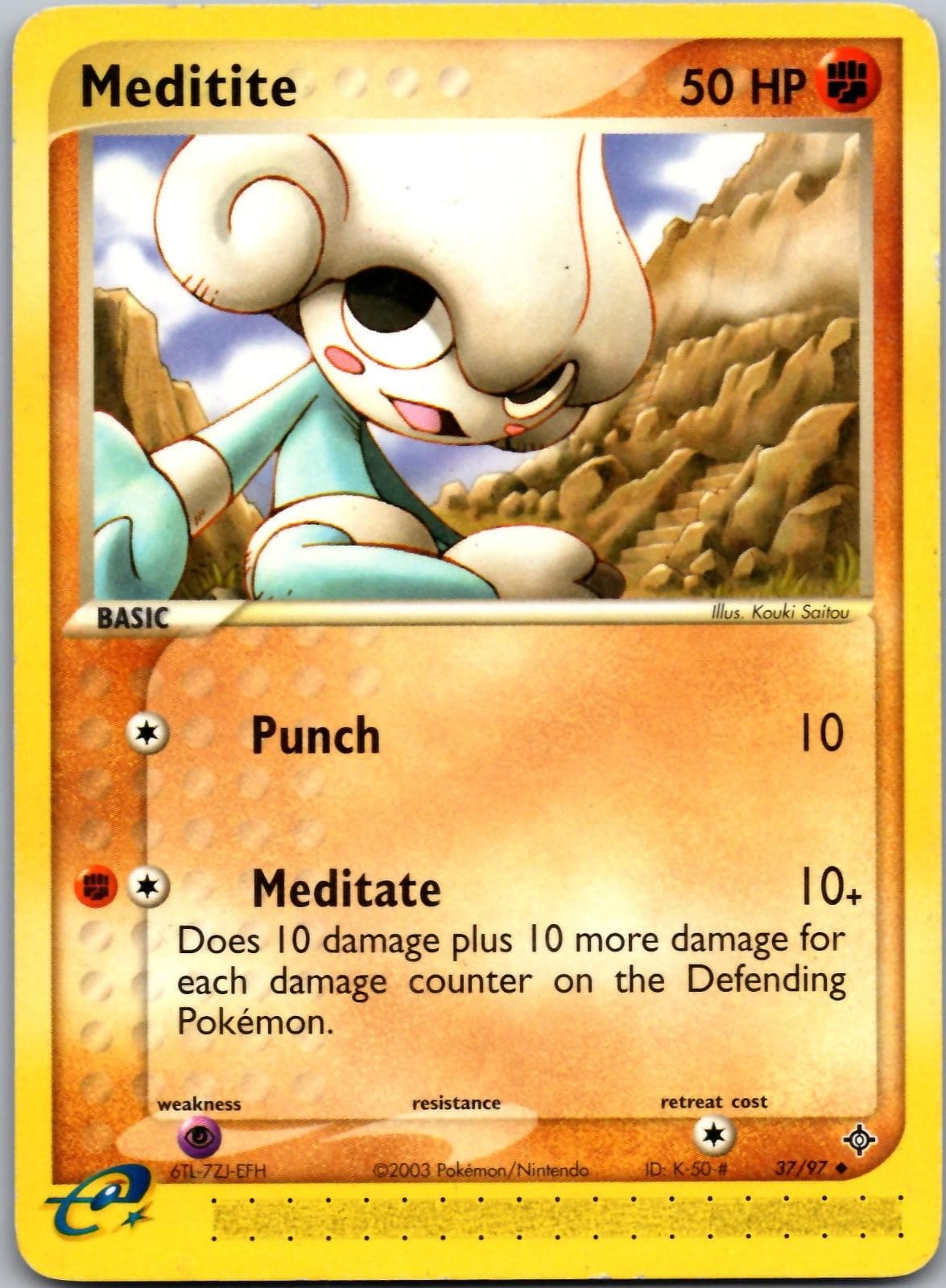 Meditite 37/97 Uncommon Dragon Pokemon Moderately Played