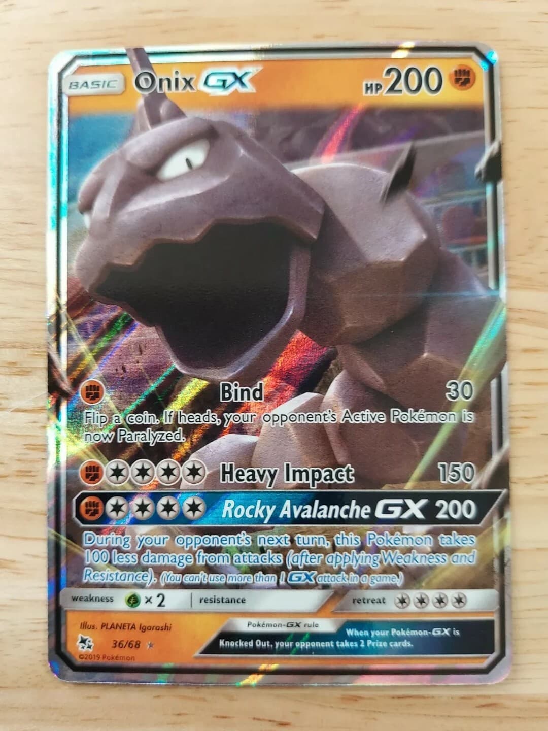 Onix GX 36/68 Hidden Fates- NM Ultra Rare Pokémon Card 