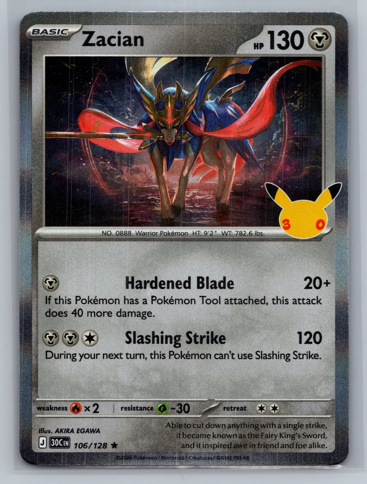 Zacian #106/128 2026 30th Celebration Pokemon TCG