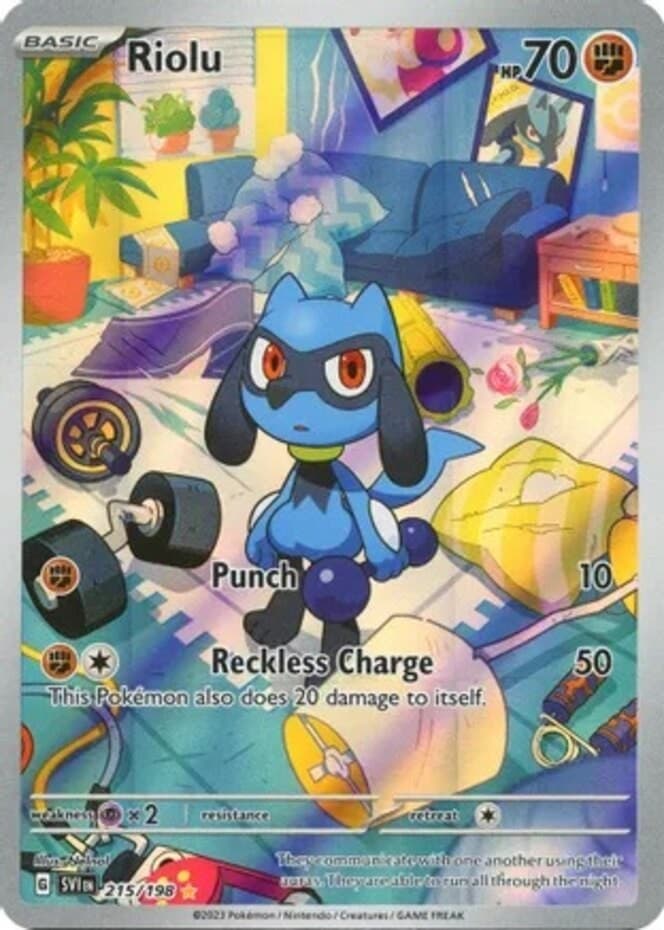 Moderately Played Riolu - 215/198 - Illustration Rare Pokemon Scarlet & Violet -