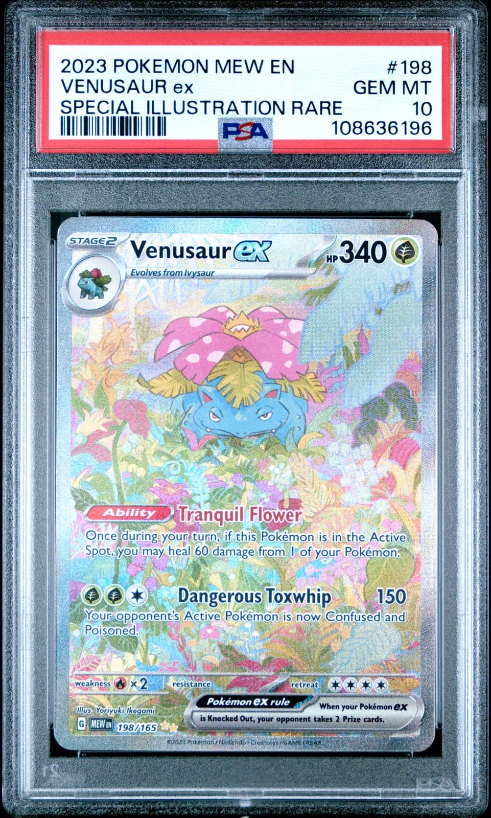 2023 POKEMON MEW EN-151 SPECIAL ILLUSTRATION RARE #198 VENUSAUR EX PSA 10