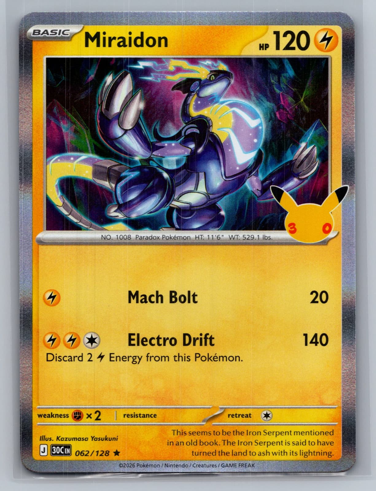 Miraidon #62/128 30th Celebration Pokemon TCG